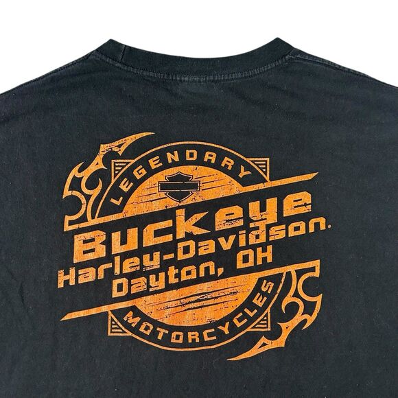 Harley Davison Skull Graphic Shirt Men’s XXL Buckeyes Dayton Ohio Motorcycle Y2K - Picture 4 of 11